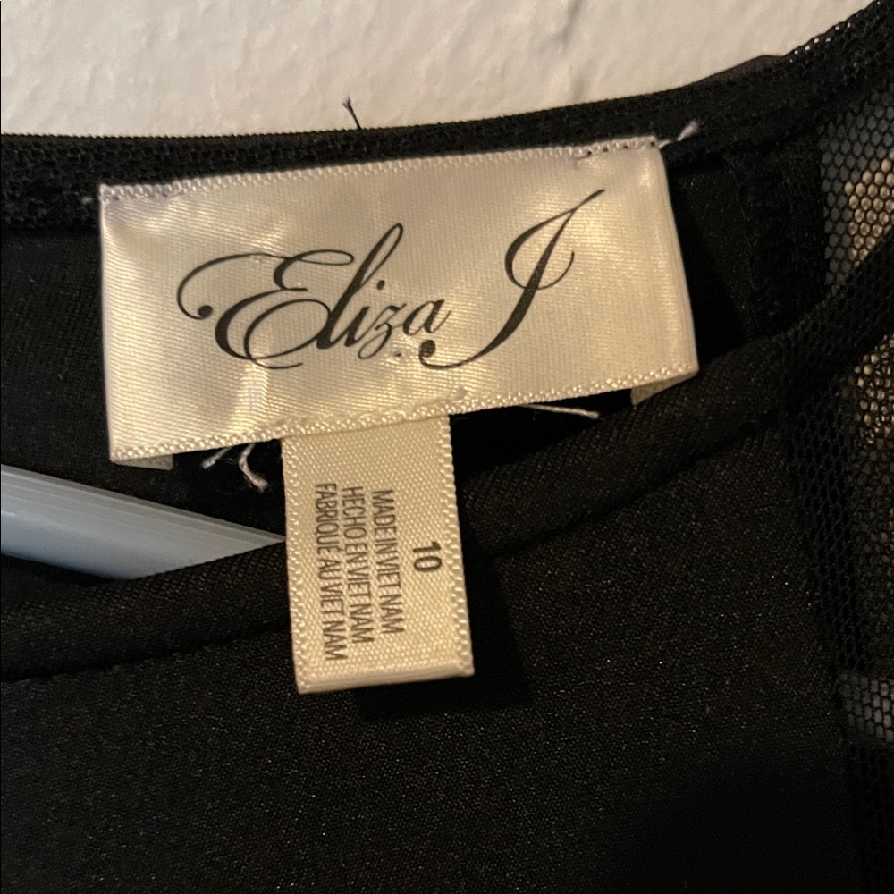 Eliza J Black Illusion Long Sleeve Crepe Dress - Picture 6 of 8